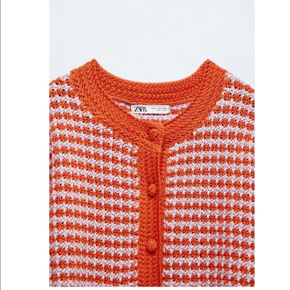 ZARA CHECKERED CROCHETED CARDIGAN - Picture 4 of 7